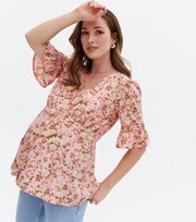 New Look Maternity Pink Floral Crepe Button Blouse